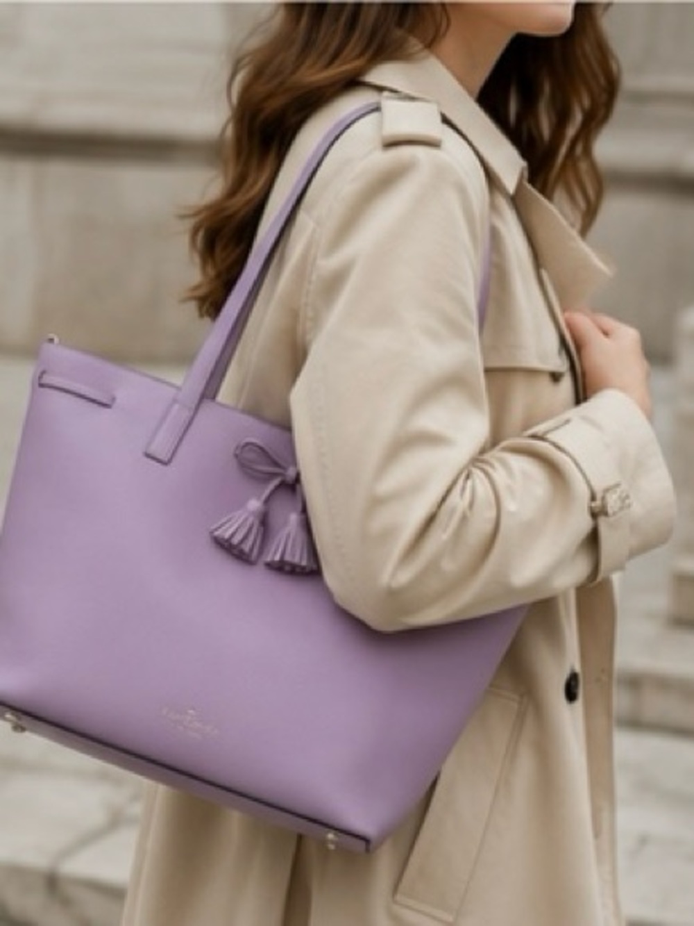 Kate Spade Hayes Valerian Medium Top Zip Tote | Classic Elegance Quiet Luxury - Picture 4 of 16